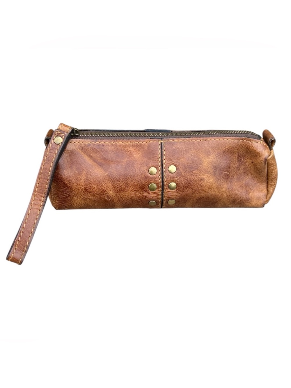 Patricia Nash brown leather Isla distressed cosmetic utility case